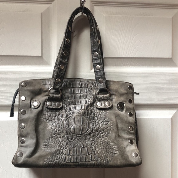 Hammitt Crocodile Grey Grey Studded Tote handbag used - Picture 3 of 16